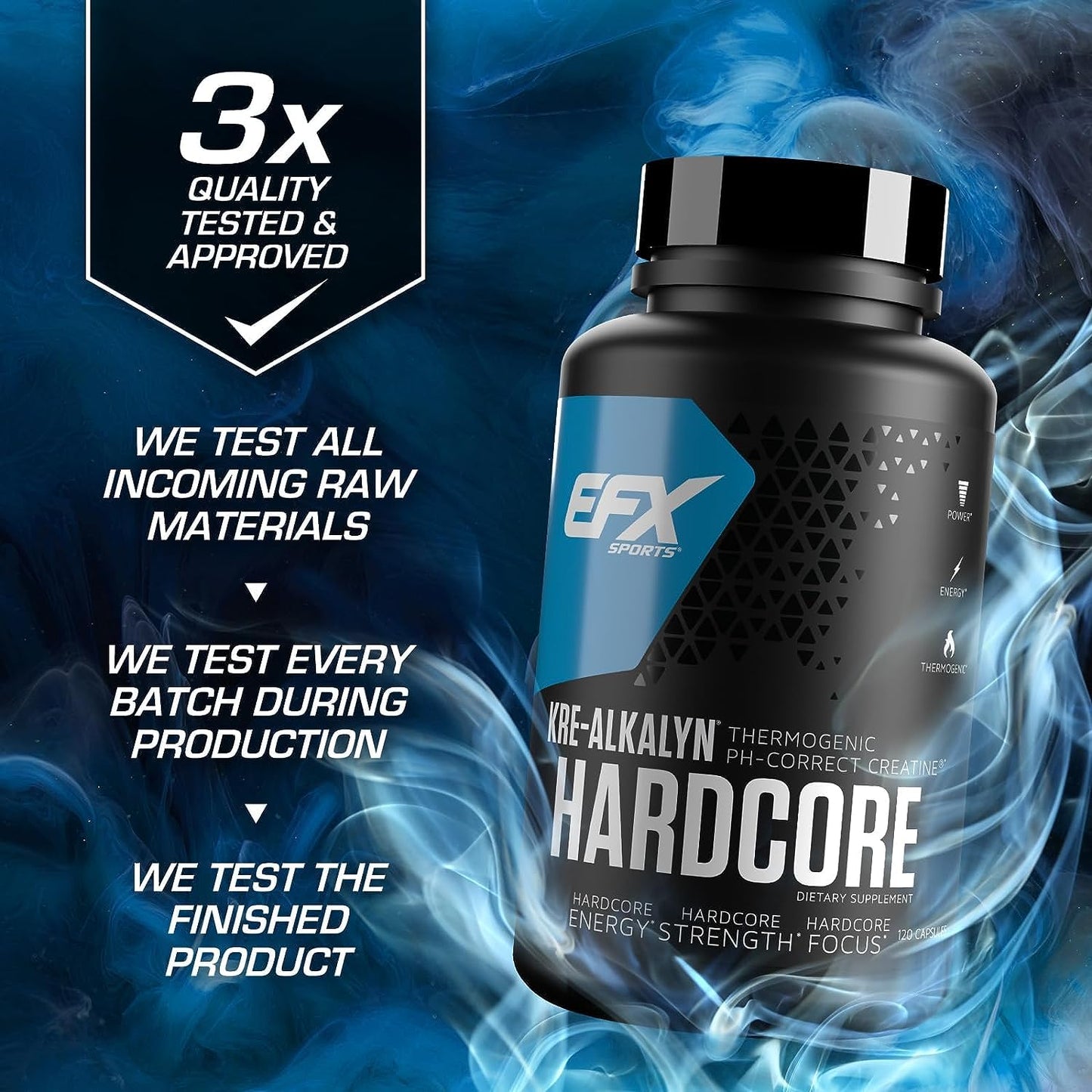All American EFX Kre Alkalyn Hardcore | Build Muscle & Enhance Performance | Thermogenic pH Correct Creatine Monohydrate Pill Supplement (120 Pills)