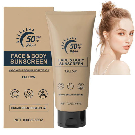 Beef-Tallow Sunscreen SPF 50+,Mineral Tallow Sunscreen SPF 50+,Beef-Tall/ow for Face Sun Cream,Natural Tallow Sunsc/reen,S/PF 50 Fa/ce Moisturiser,Grass Fed Be/ef-Tal/low Natural Sunscre/en