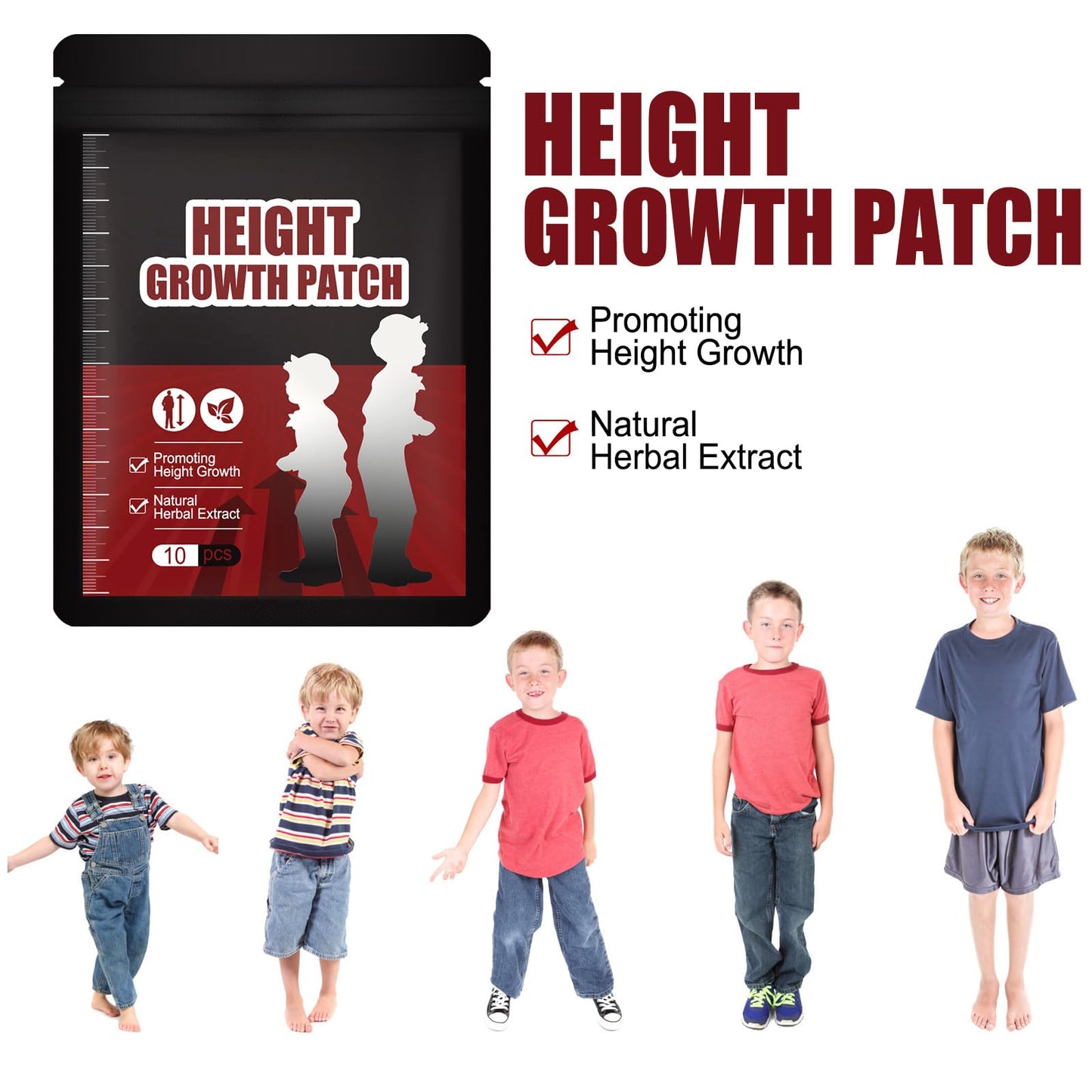 Pack of 10 Height Growth Patches, Height Growth Foot Patches, Growth Enhancer Patches, Bone Growth Foot Patches to Increase Body Growth, Height Growth Patches for Adults and Teenagers