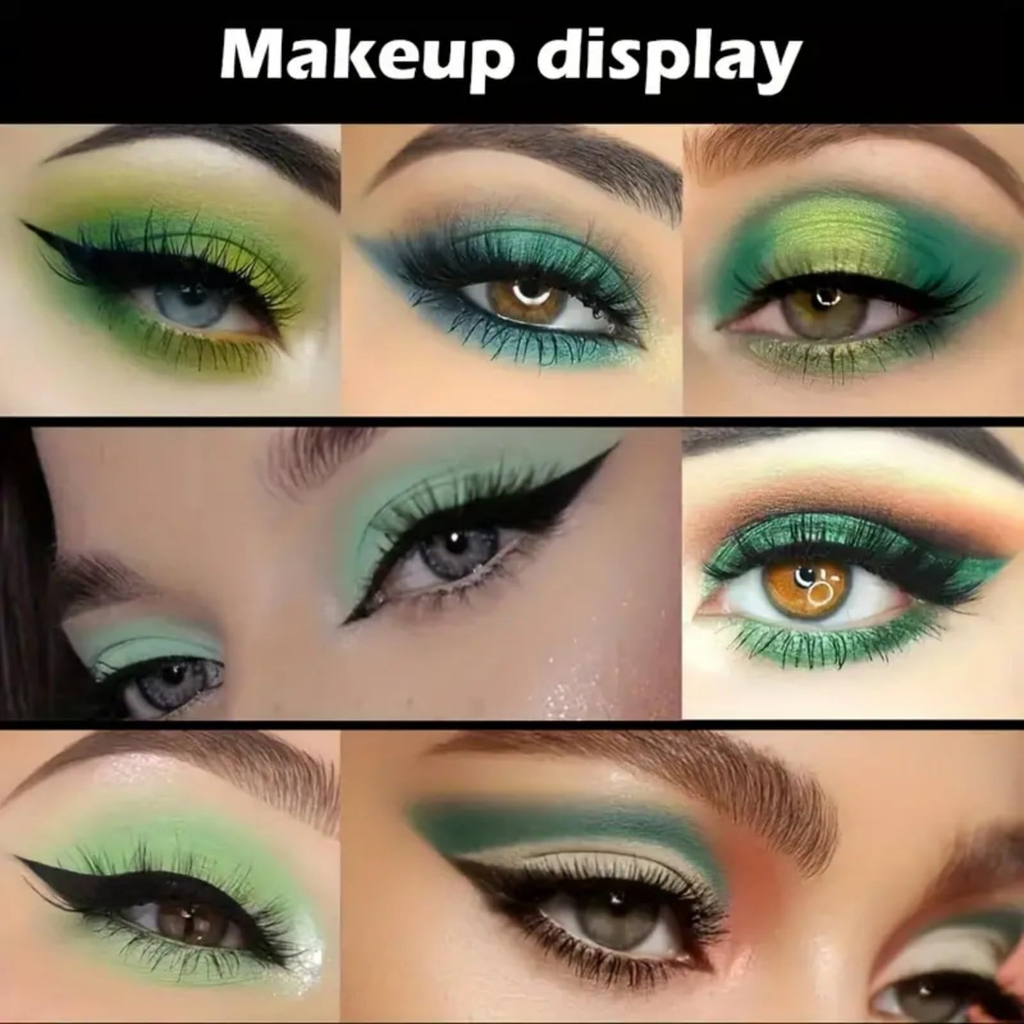 HIVETZ Green Eyeshadow Palette,Shimmer Eye Shadow Palettes,Glitter Eye Shadow Makeup,Glitter and Matte Eyeshadow,Green Eyeshadow,Highly Pigmented Eye Shadow Green,Eye Shadow Pallets with 3 Eyeshadow Brushes