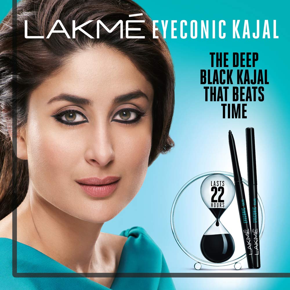 2 X Lakme Eyeconic Kajal Twin Pack, Black, 0.35g - India