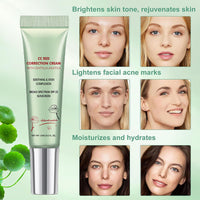 NLFOX CC Red Correct with Centella Asiatica - Colour Correcting Foundation with Spf 25 - Anti-Redness Face,Lightweight CC Cream Tinted Moisturiser - Refine Skin Texture,Softer&Hydrated Skin Green Concealer