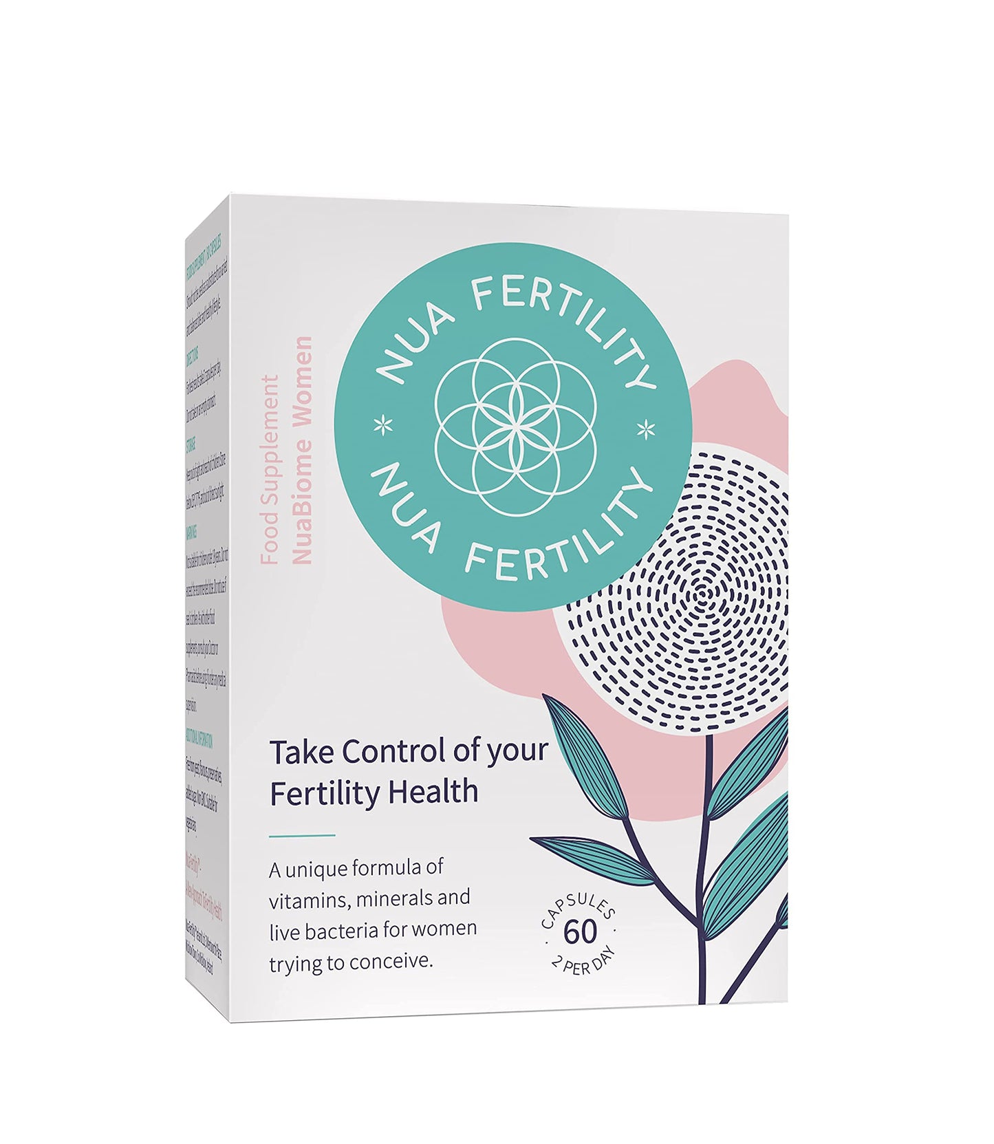 Nua Fertility NuaBiome Women – Multi-Award-Winning Fertility and Gut Health Supplement for Women Trying to Conceive with Live Bacteria, Vitamins and Minerals, Folate, Zinc and Vitamin D (60 Capsules)