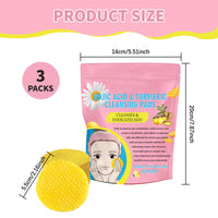 Xumann 3Pack/120PCS Turmeric Kojic Acid Pads, Exfoliating Turmeric Cleansing Pads, Balance Skin Oil and Water, Fades Discoloration