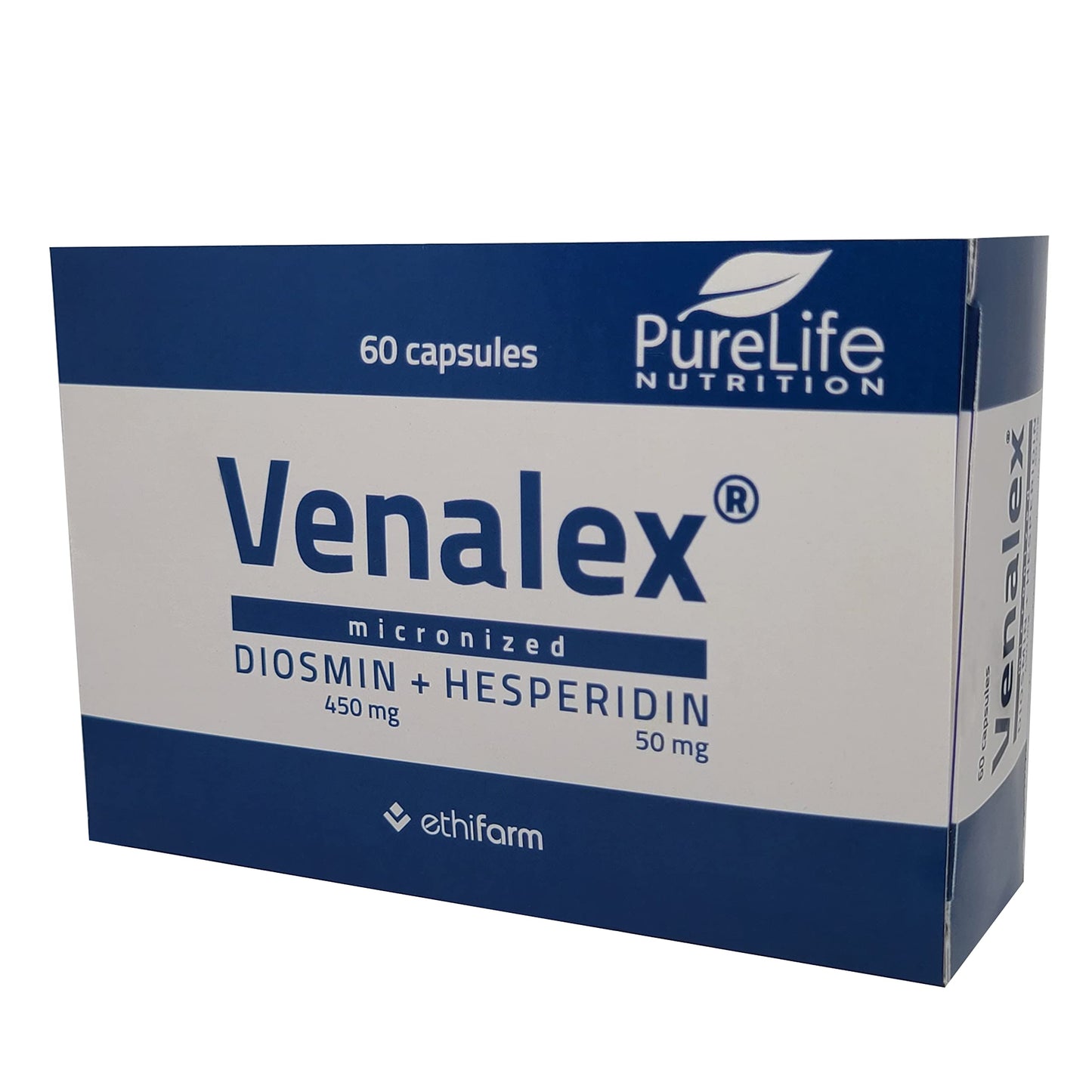 Venalex 500- Diosmin 450 Hesperidin 50- Gluten Free, Vegan- 60 Capsules- Pure Life Nutrition