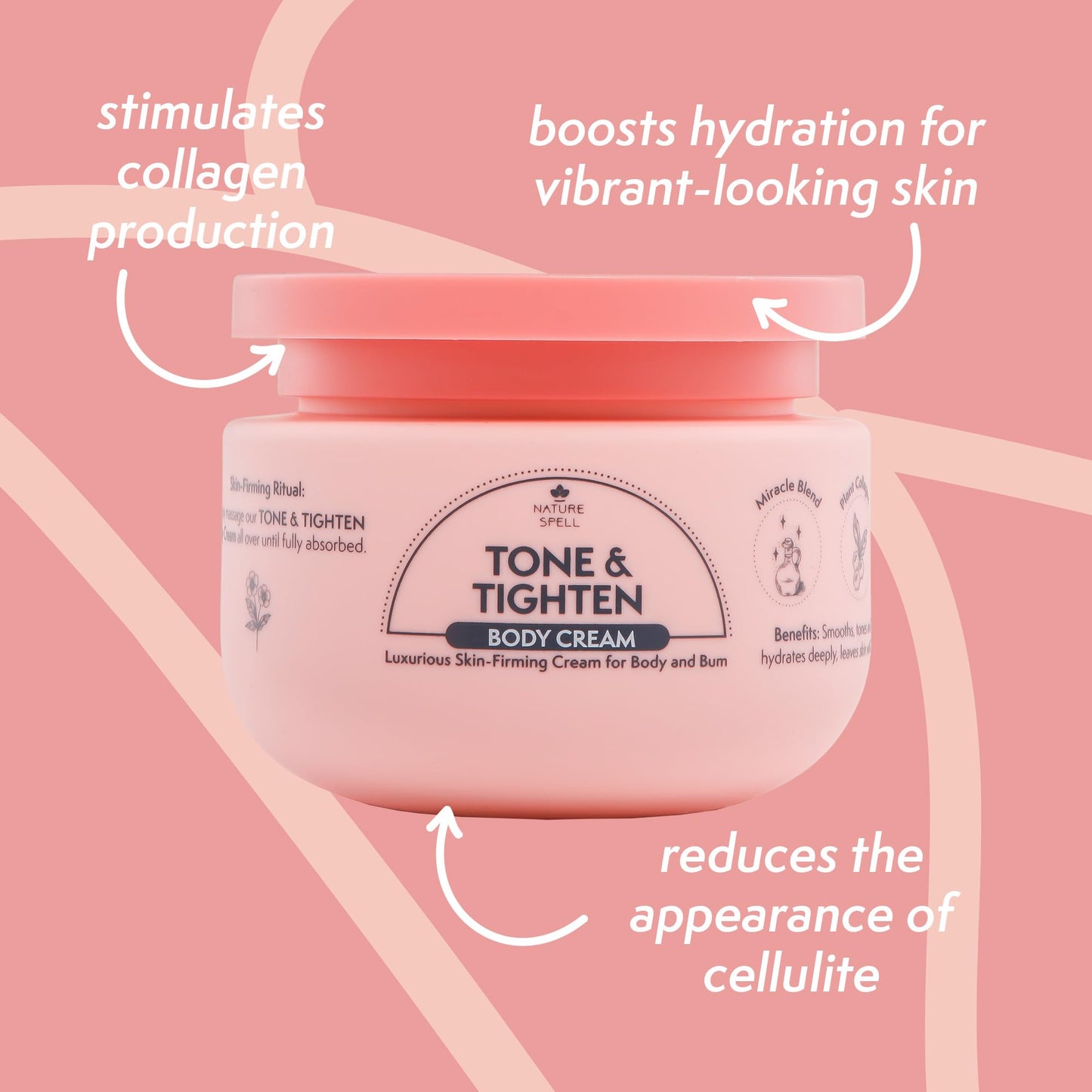 Nature Spell Tone & Tighten Skin-Firming Body Cream 250ml – Skincare Body Moisturiser – Hyaluronic Acid, Ginseng Extract & Plant Collagen – Made in the UK