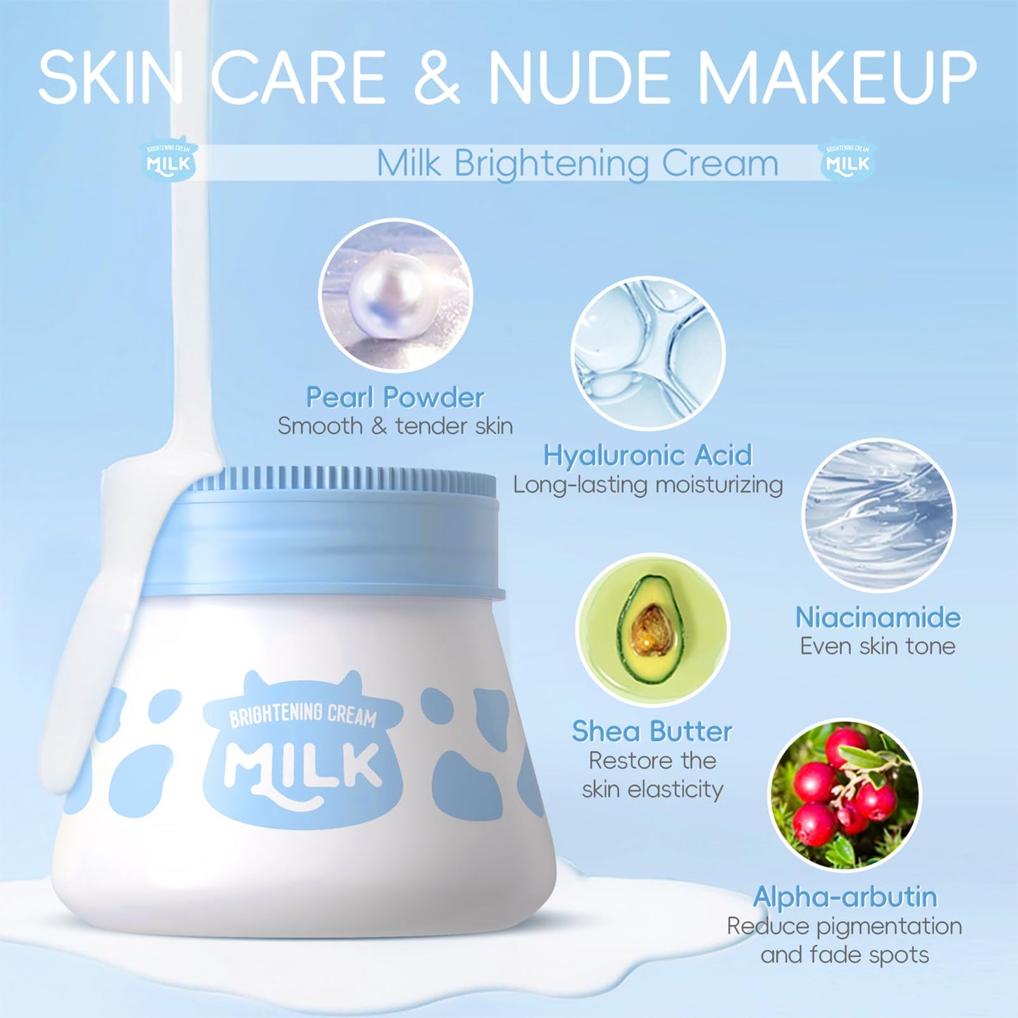 ChicNana Milk Skin Care Sets&Kits, Milk Skincare Set, Beauty Gift Sets for Teenage Girls, Skincare Set with serum, toner, cleanser, eye cream, sunscreen, brightenng cream, exfoliating scrub, washbag (8pcs)