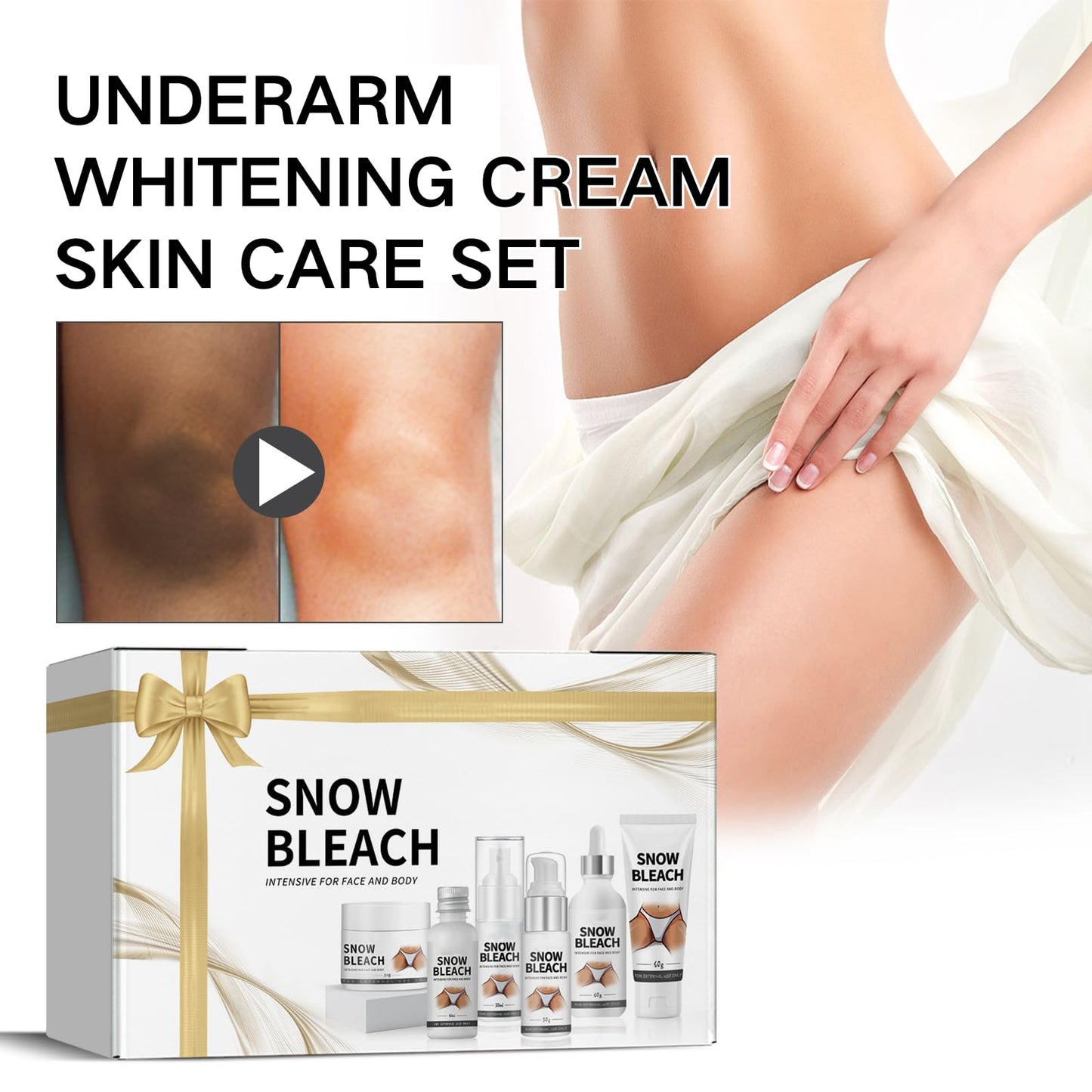 6PCS Skin Bleaching Cream Skincare Set, Skin Whitening Cream Set, Skin Lightening Cream, Snow Bleach Cream, Skin Bleach for Face/Intimate Area/Knees/Elbows/Inner Thigh/Armpit