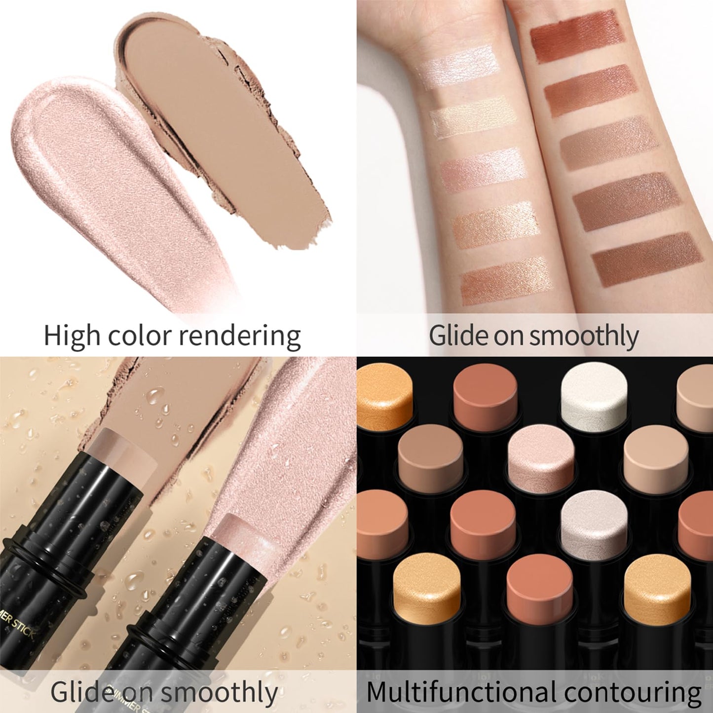 YUYUE-YY Bronzer Makeup Contour Stick, Highlighter Contour Bronzer Wand, Face Brightens Contour Stick for Long-Lasting & Waterproof. Face Make-up & Body Contour Highlight Makeup Illuminator for Daily Wear(10#)