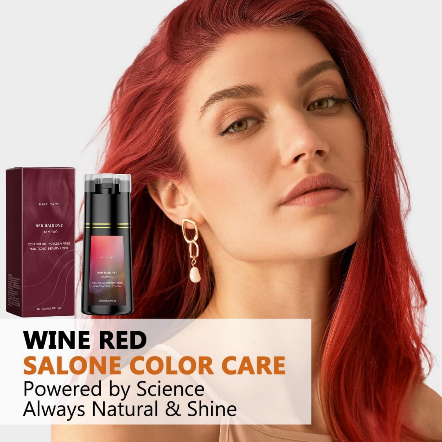 SingHao Polar Hair Dye Shampoo,3 in 1 Instant H/air D/ye Sha/mpoo,Ha/ir Care Instant Dy/e Sham/poo,Nova Hai/r D/ye Shampoo,Red Brown Ha/ir Dye,Permanent Gray H/air Coverage,Hai/r Color Sham/poo for Hair#Red