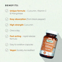 Lifeplan Super Herbs Curcumin 500mg (60 Capsules) — with Vitamin C and Manganese and Piperine — 60-Day Supply