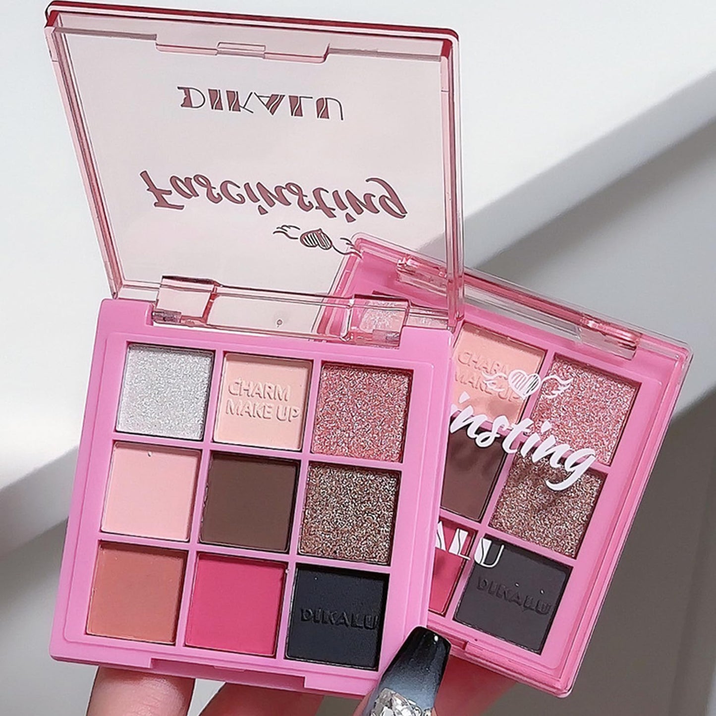 GEEWHILE Pink Eyeshadow Palette Brown Black Pink Matte Glitter Eye Shadow Pallets For Women, Highly Pigmented Long Lasting Pink Smokey Eyeshadow Make-Up Palettes Waterproof Blendable Pink Eyeshadow Palette