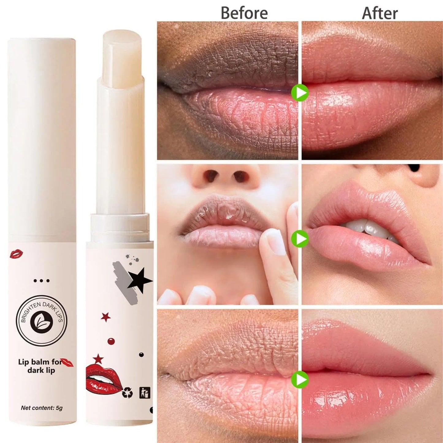 AurolaGlow Lip Care Lightens Remove Dark Lips, Moisturizing Lip Balm Whitening & Brightening, Lip Lightening For Dark Lips, Lip Balm Lips Pink Bleaching Cream Balm (1PCS)