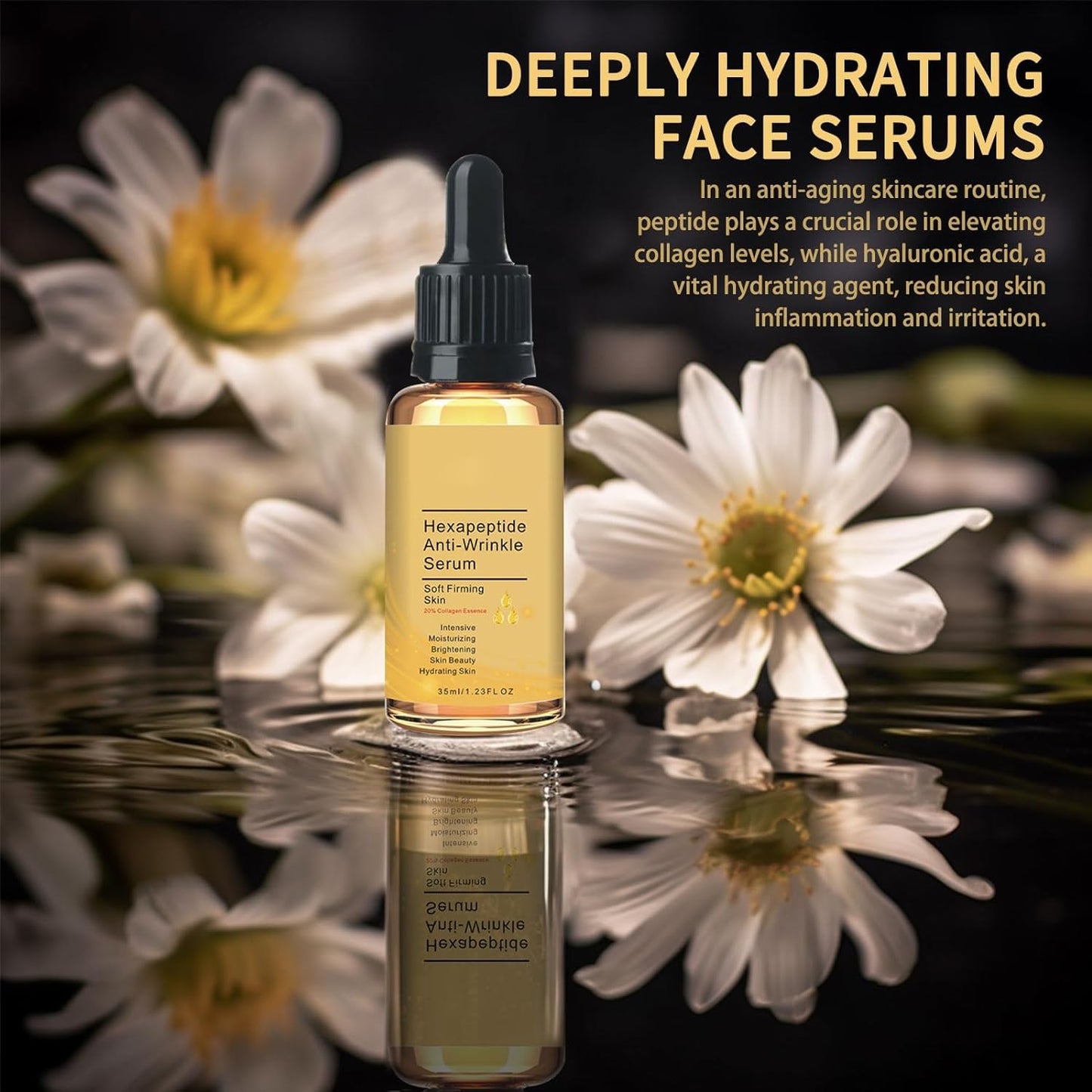 Peptide Serum, 20% Collagen Hexapeptide facial Serum, Face Serum For Women, Anti Wrinkle Serum, Dark Spot Correcting Glow Serum, Brighting Hyaluronic Acid Serum, Anti Aging Peptide Hydrating Serum