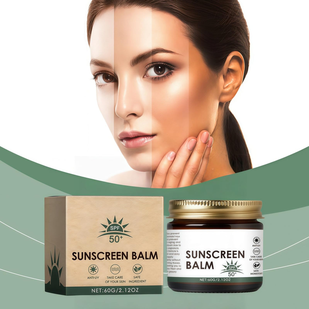 Fankayi Non Na/no Zi/nc Ox/ide Sunscreen Balm,Beef Tallow Sunscreen Balm,Natural Tallow Sun Cream for Face & Body,Sunblock for Outdoor & Beach,Sun Cream Face,Ta-llow Sun-screen,Non Na-no Sun-screen