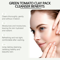 ISBEAUSOLS Green Tomato Clay Mask - Face Masks Skincare - Gentle Cleaning Skin Care Face Masks Beauty - Moisturizing Aloe Vera Mask - Korean Face Mask with Green Mask Stick,Clean Pore,Nourish