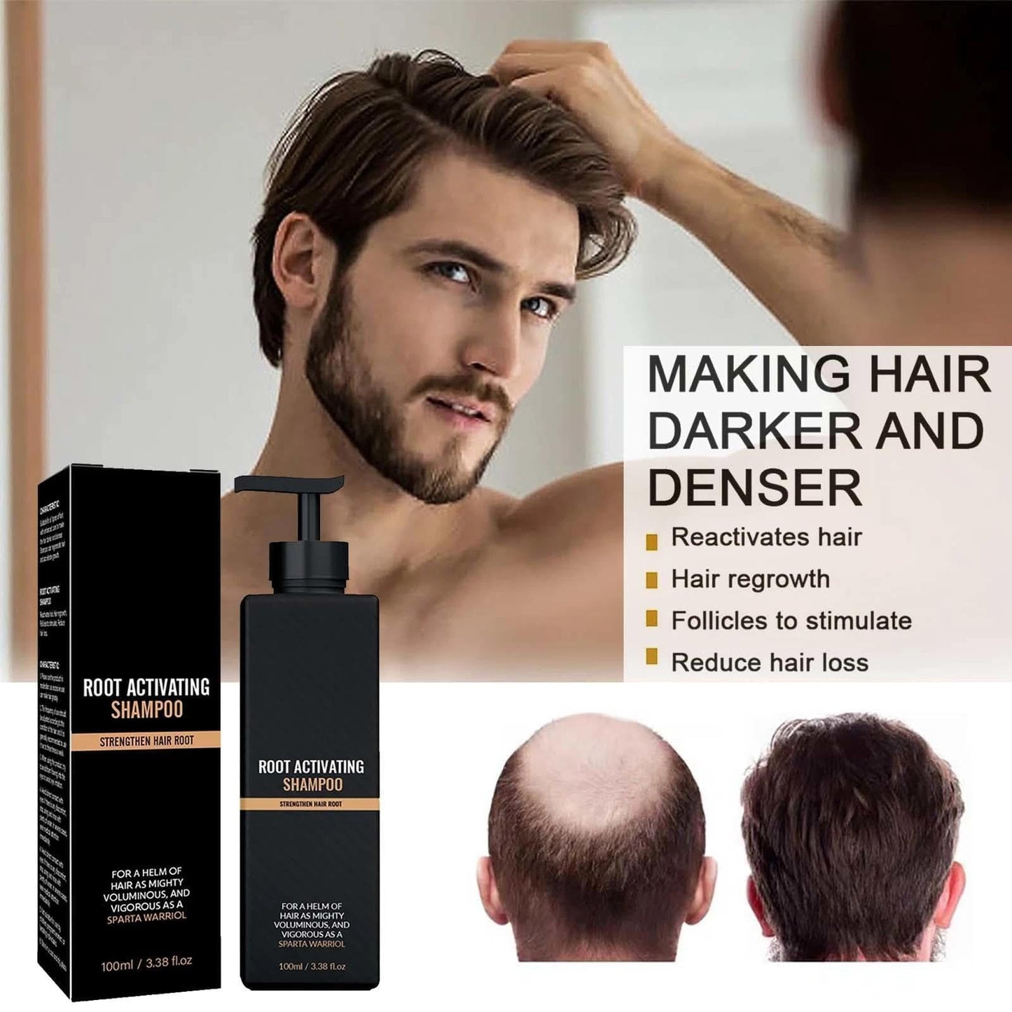 AurolaGlow 2PCS Mane Shampoo for Men &Reduces Grey Hair. Hair Thickening Shampoo for Men and Women -Thinning Hair& Promotes Natural Darkening &Stimulates Regrowth, and Prevents Hair Loss