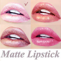 MEITREND Lip Stick,Matte Lipstick Pink Lipstick Makeup Metallic Light Lipsticks,Lipsticks For Women Long Lasting Waterproof Non-Stick Cup Not Fade Glitter Pink Lipstick Gift 1PC (#01)