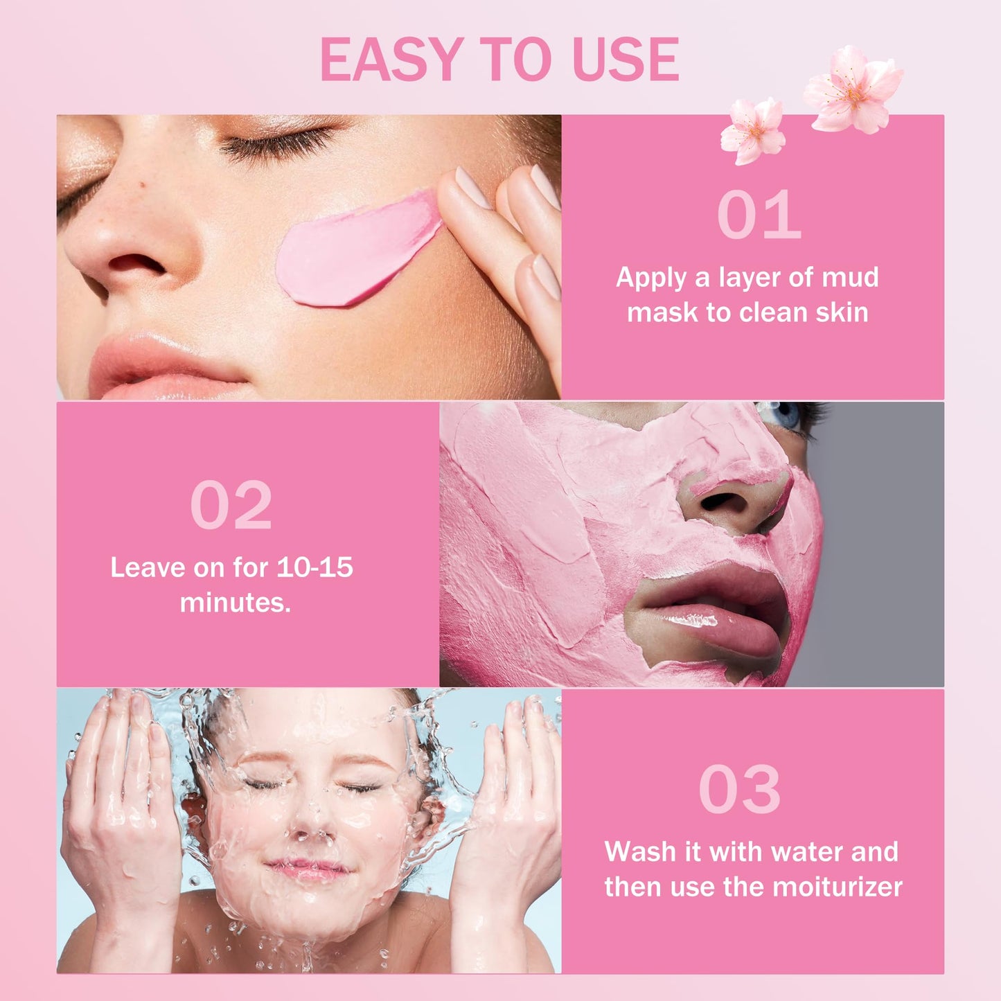 Xumann 20PCS Sakura Skincare Set, Deep Cleanse Pink Face Mask Skincare, Brightening and Moisturizing Pink Clay Mask