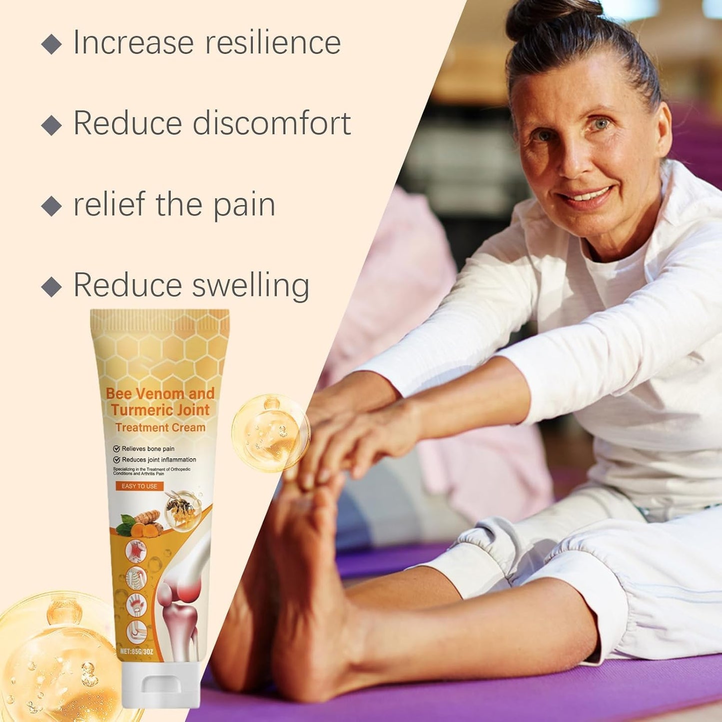 ALLILUYAA Furzero Bee Venom and Turmeric Joint Cream, Furzero Bee Venom Ointment Cream, for Neck, Waist, Back, Hands, Feet