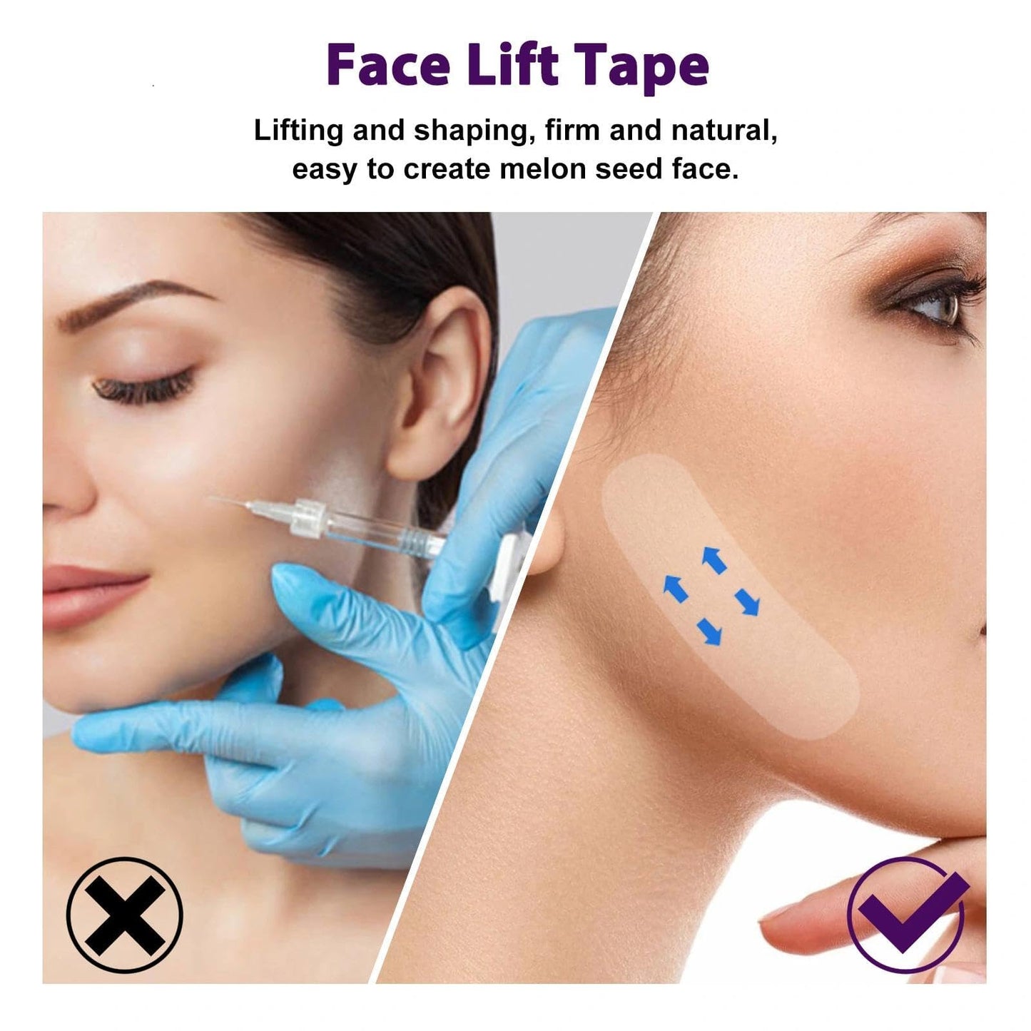 60pcs Invisible Face Lift Tape - V Edge Patches for Face- Waterproof And Instant Makeup Tool For Wrinkles. Anti-Wrinkle Patches For An Instant Face Lift