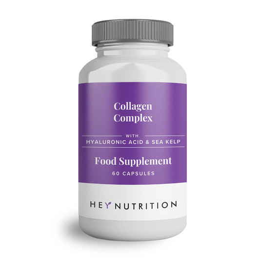 Hey Nutrition Collagen Complex Hyaluronic Acid & Sea Kelp Vitamin E, C, Biotin - Healthy Nails, Skin, Hair Joints Metabolism - Type 1 Marine Supplement - Non GMO, 60 Capsules