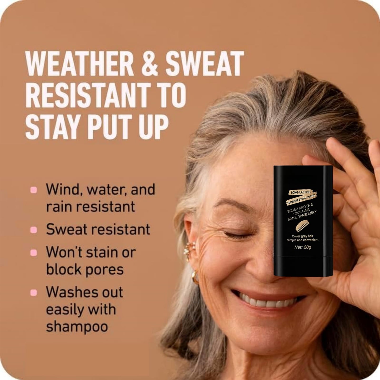 Yoowan Comb Hair Dye for Grey Hair Coverage,Ha-Ir Dye Comb,Ha-Ir Root Colour Touch Up,H-Air Colour Stick,Concealer Stick For Women,Waterproof&Sweat-Proof,Temporary Dyeing,Gentle Formula(Brown)