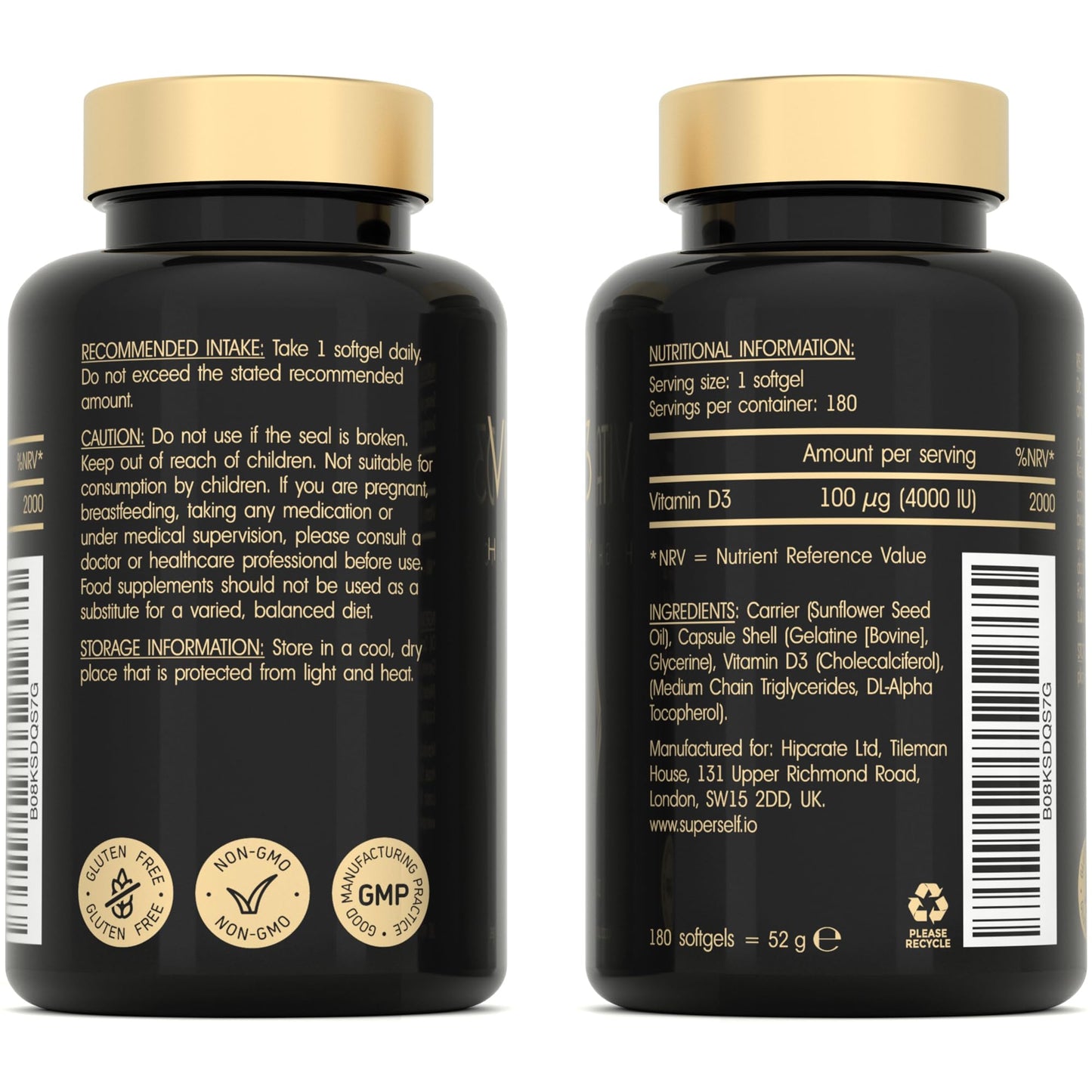SuperSelf Vitamin D3 4000 IU - Vitamin D Tablets High Strength - 180 Softgel Capsules - VIT D Supplement for Strong Bones, Muscles, Teeth, Immune System - High Absorption Cholecalciferol D3 Vitamins 4000IU