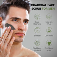 SHVYOG Men's Face Scrub, Bamboo Charcoal Salicylic Acid Face Exfoliant, Facial Peeling Improves Blackheads, Acne, Clogged Pores, Cleansing Oil Control, Pre-shave Care for Men, with Facial Cleansing Brush