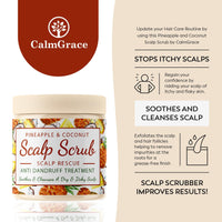 CalmGrace Exfoliating Scalp Scrub | Coconut & Pineapple Hair Scrub Scent | Natural Hair Care | Hair Scalp Exfoliator for Dandruff Prone Oily Hair & Dry, Itchy Scalp – 200g