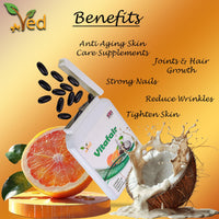 VED Vitafair Collagen Plus Coconut Oil, Vitamin C, hyaluronic Acid, 860 Mg 90 Vitafair Blend of Collagen, Coconut Oil, Vitamin C& Hyaluronic Acid, Support The Condition of Your Skin, 860 mg 90 Soft Gel