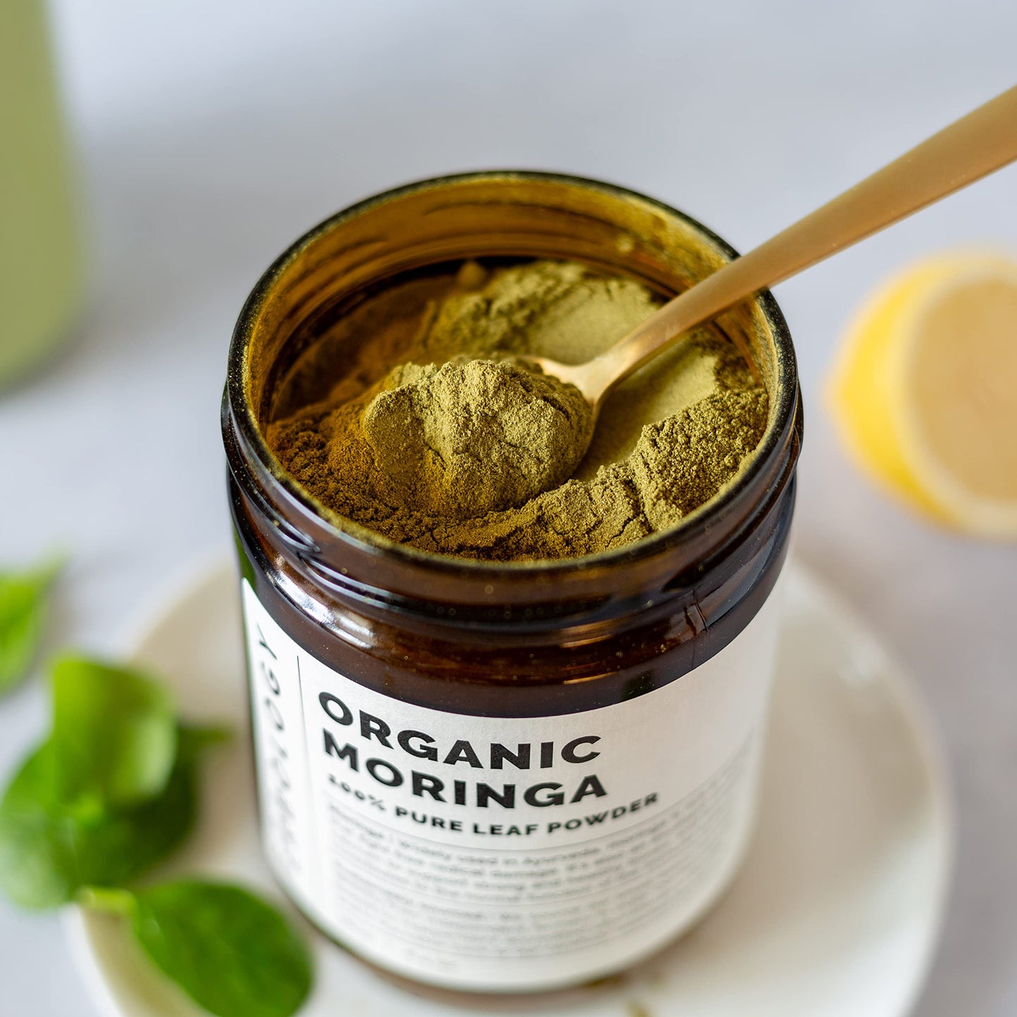 100% Organic Moringa Pure Leaf Powder 180g - Immunity - Straight from Farm - Raw, Vegan and Gluten-Free - Non-GMO - No Additives or Preservatives - Recyclable Glass Jar