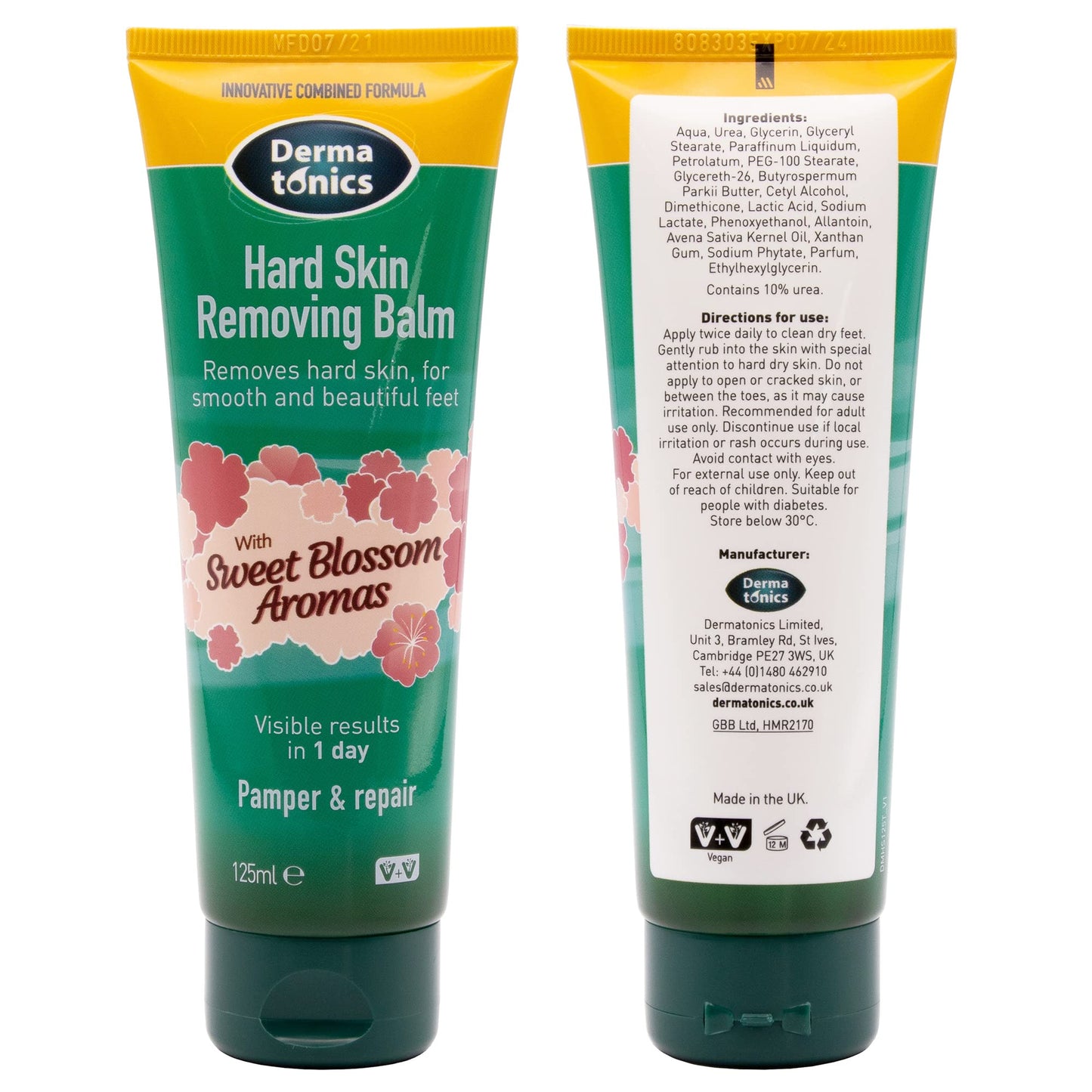 Dermatonics Hard Skin Removing Balm | Suitable For Diabetics | With Sweet Blossom Aromas | Contains Moisturising Shea Butter and Hydrating Swedish Oat Lipid | 125 ml