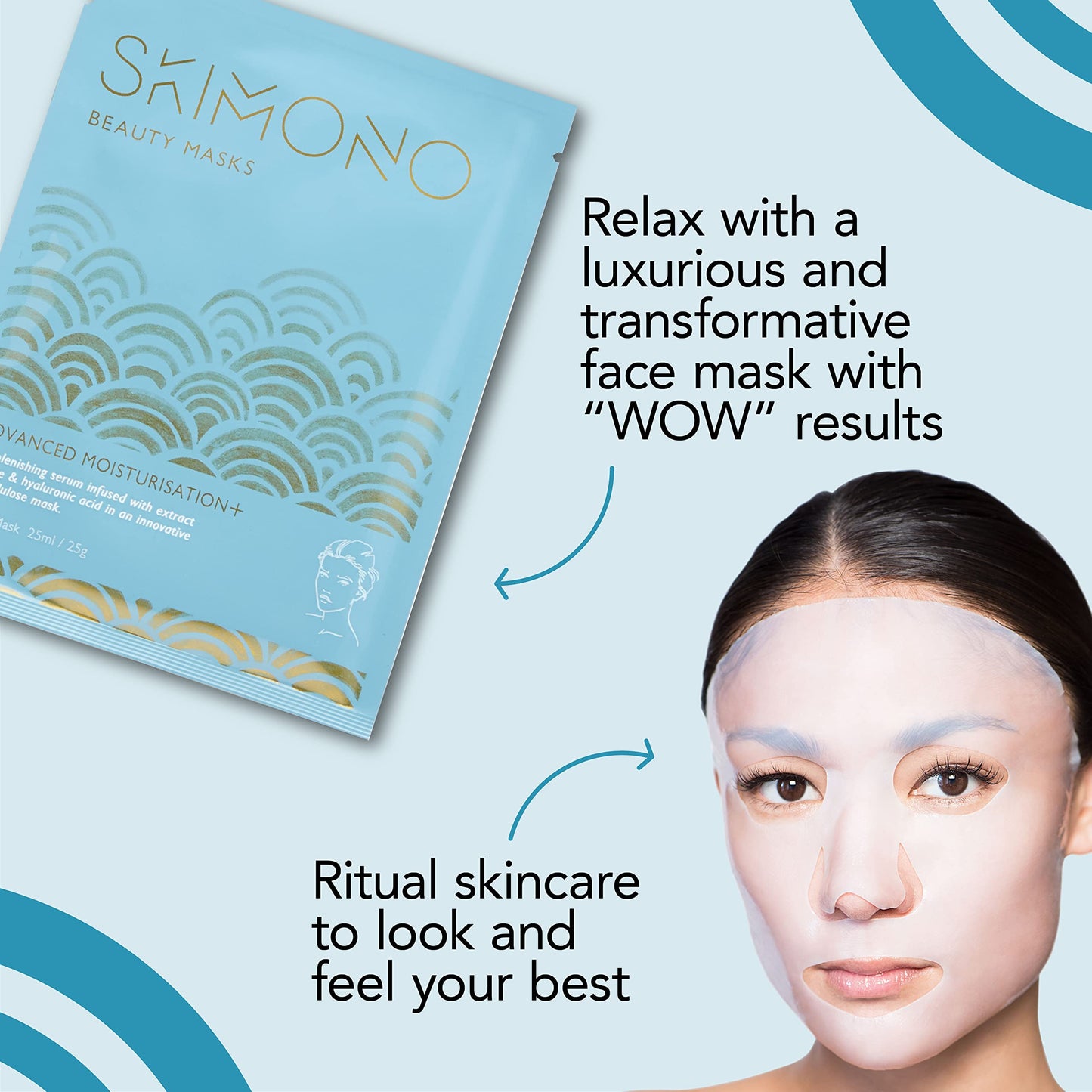 Hydration Boost Korean Face Mask - Bio-Cellulose Sheet with Rose, Honey Serum & Hyaluronic Acid - Luxury Facial Skincare Gift for Women, Vegan, Cruelty-Free by SKIMONO (4 Pack)