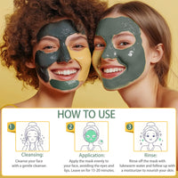 DUNTAIL Clay Mask Set – Face Masks Skincare with Turmeric, Dead Sea Mud & Green Tea for Deep Cleansing and Oil Control (3 x 70g)