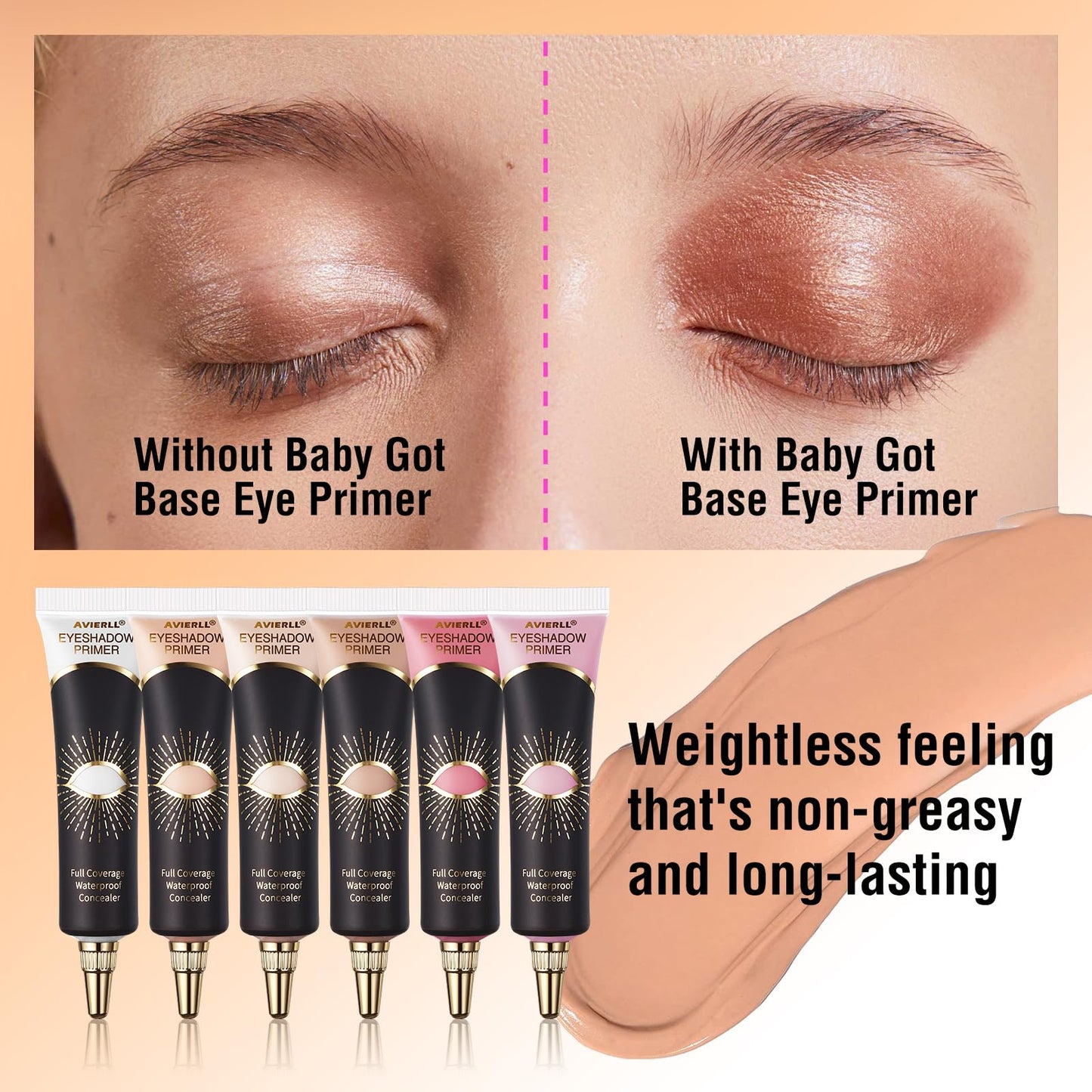 OKAQEE Eyeshadow Primer - Cream Eye Primer - Eye Base for Long Lasting Eye Makeup - Cream Colorful Eyeshadow Base for Eyelid - Matte Full Coverage Concealer Makeup for Mature Skin (02 MEDIUM)