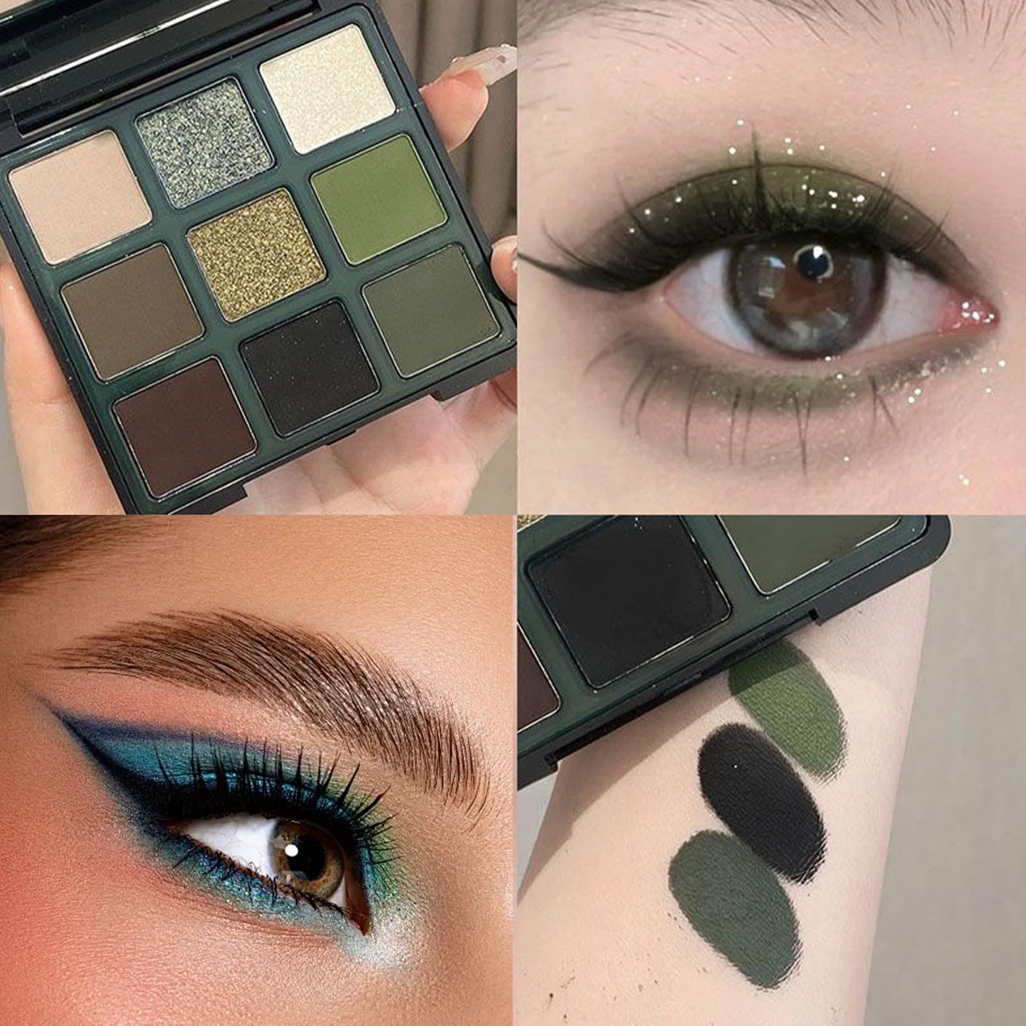 Full Matte Eyeshadow Palette - 9 Colors for Women, Soft Blendable Nudes & Browns for Natural Looks - Warm Nude Shades Green