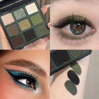 Full Matte Eyeshadow Palette - 9 Colors for Women, Soft Blendable Nudes & Browns for Natural Looks - Warm Nude Shades Green