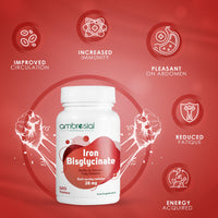 AMBROSIAL Ambrosial Iron Bisglycinate high Absorption Iron Supplements 28mg- Gluten Free Iron Supplements, Tiredness and Fatigue High Strength Iron Tablets | Iron Supplements for Women and Men- 120 Tablets