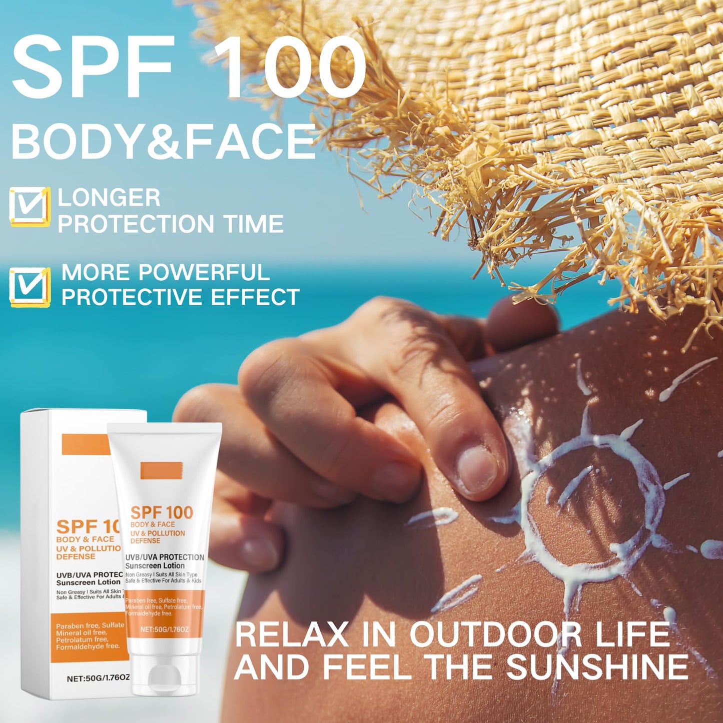 Sunscreen Spf 100 - Face Sunscreen - Waterproof Moisturiser with Spf 100 - UVB/UVA Protection Sun Cream - Factor 100 Sun Cream anti Wrinkle Prevent Sunburn&Taning 50g