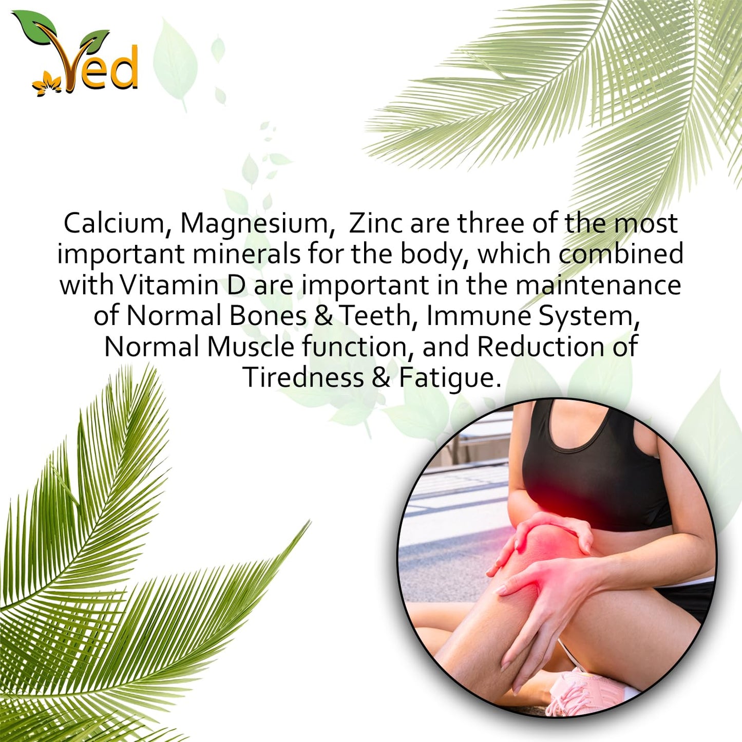 Ved Calcium, Magnesium, Vitamin D3 and Zinc Vegan Liquid Supplement, Supports Bones, Teeth and Muscle Function. 500 ml.
