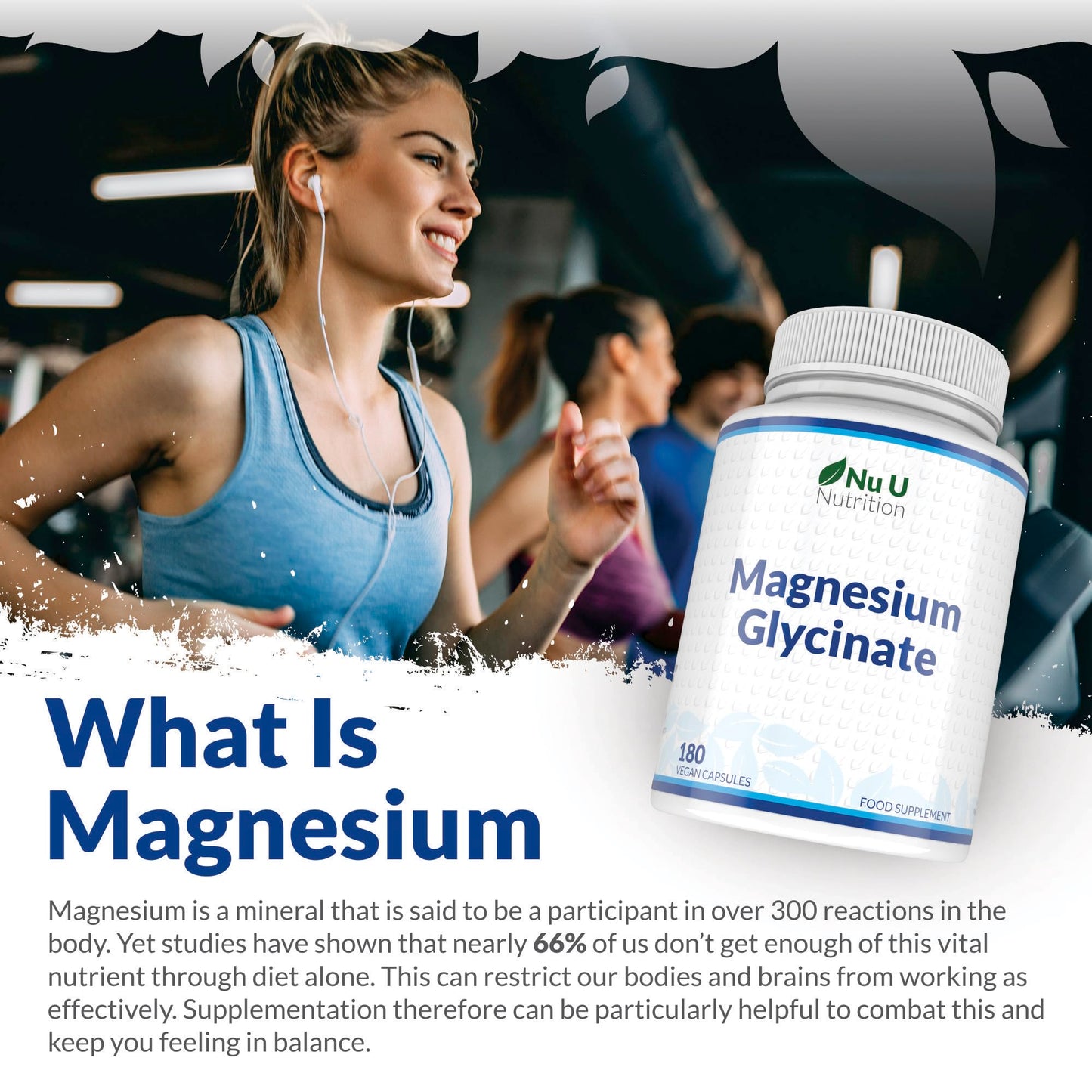 Magnesium Glycinate Supplements 1000mg (Bisglycinate) - 180 High Strength Vegan Capsules - 3 Month Supply - Providing 200mg of Elemental Magnesium - Nu U Nutrition