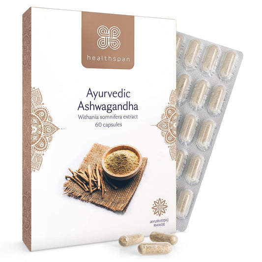 Healthspan Ashwagandha | 60 Capsules | Supports Relaxation & Mental Wellbeing | 500mg KSM-66 Ashwagandha | Added Vitamins B6 & B12 | Ayurvedic | Vegan