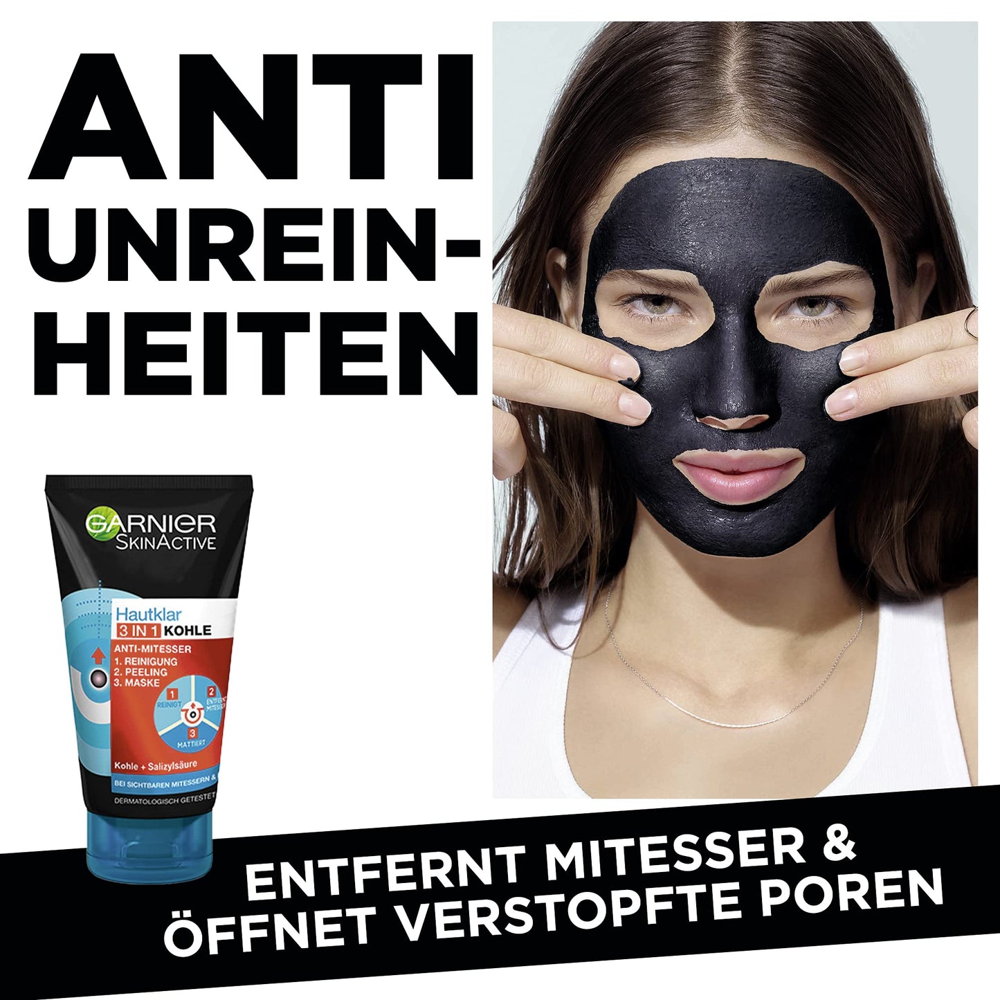 Garnier Charcoal Peel-Off Anti-Blackhead Face Mask for Blemished Skin Clear