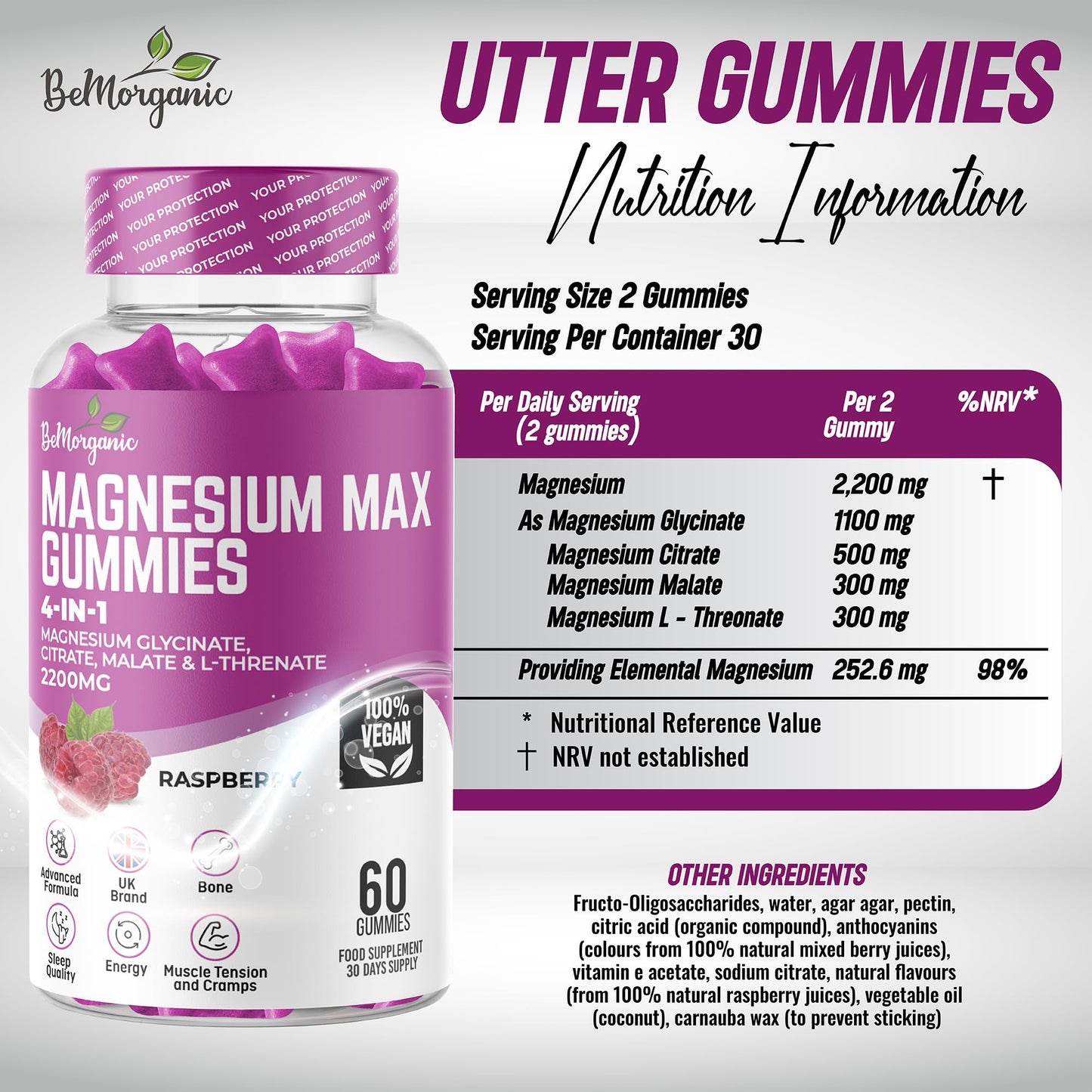 BeMorganic Organic Gummies (Magnesium Gummies)