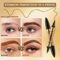 BoloShine Eyebrow Pen & Eyeliner Pencil 2 in 1, Microblading Eyebrow Pen with 4 Fork Tip, Long-lasting Waterproof Smudgeproof Eyebrow Pen for Natural Looking Defined Eyebrows (Light Brown)