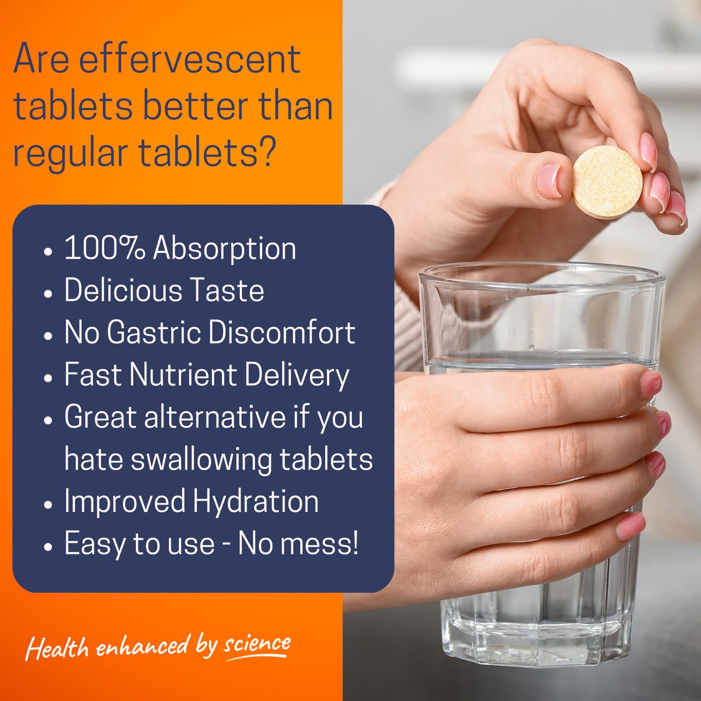 Effervescent Vitamin C Tablets, 20 Orange Flavoured Tablets, High Strength, Immune Support, Essential for Normal Collagen Formation, Vegan, Made by Northumbria Health