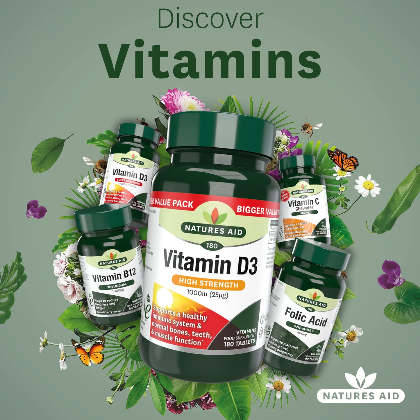 Natures Aid Vitamin D3 1000iu, 180 Tablets