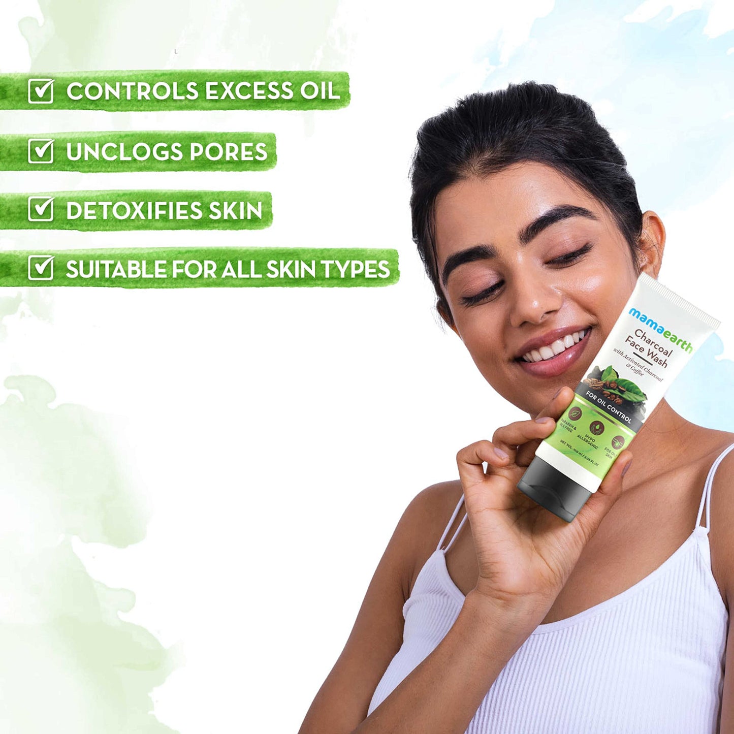 MAMAEARTH Mamaearth Charcoal Natural Face Wash for oil control and pollution defense 100 ml - For Oily Skin - SLS & Paraben Free