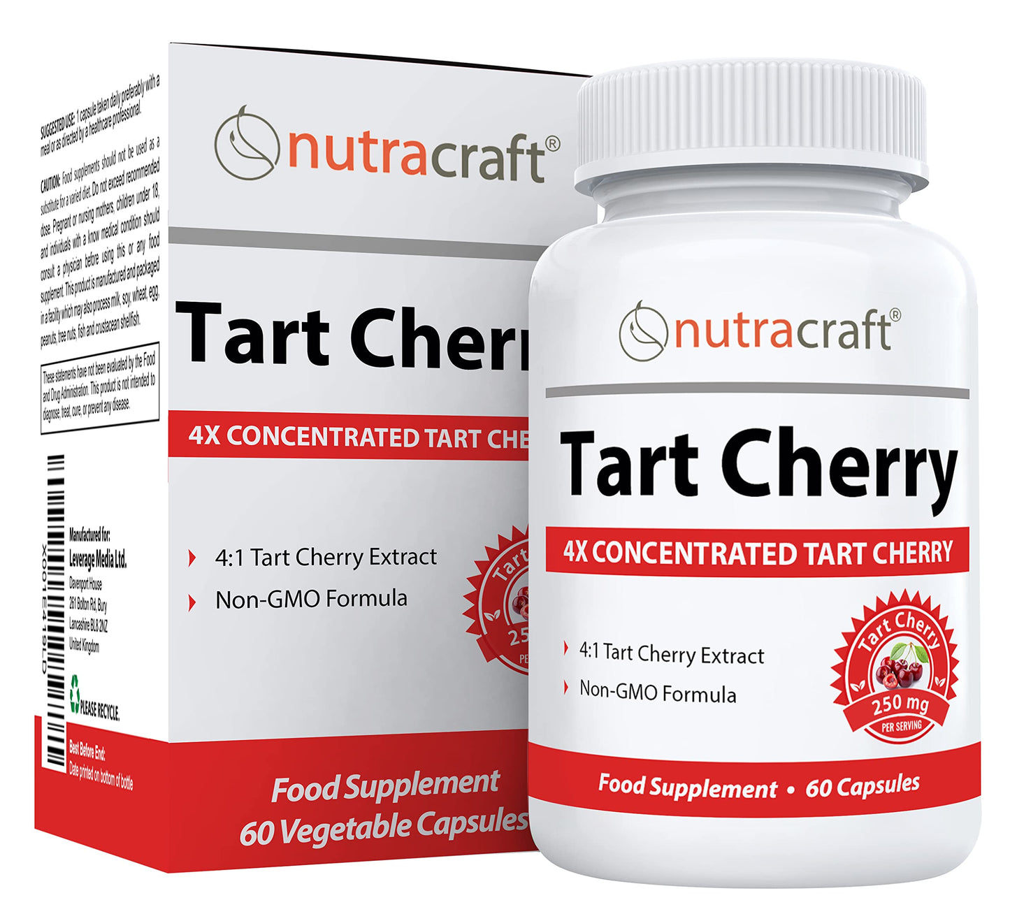 Nutracraft #1 Tart Cherry Extract | 2000mg 4:1 Concentrated Tart Cherry | Uric Acid Cleanse & Sleep Support | No Fillers or Additives | 1 Month Supply (Non-GMO)